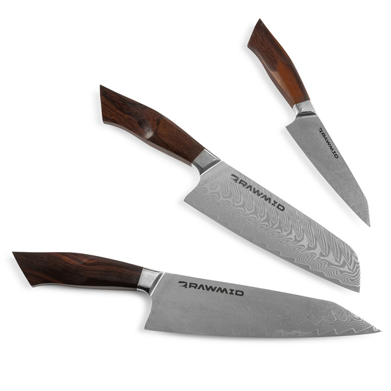 Нож RAWMID Luxury RLK | Ручка «Железное дерево» | Сантоку, Шеф-нож, Универсальный (уцененный)